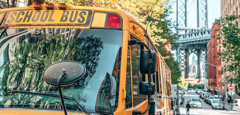 School Bus in New York City by Pandora Pictures on Shutterstock
