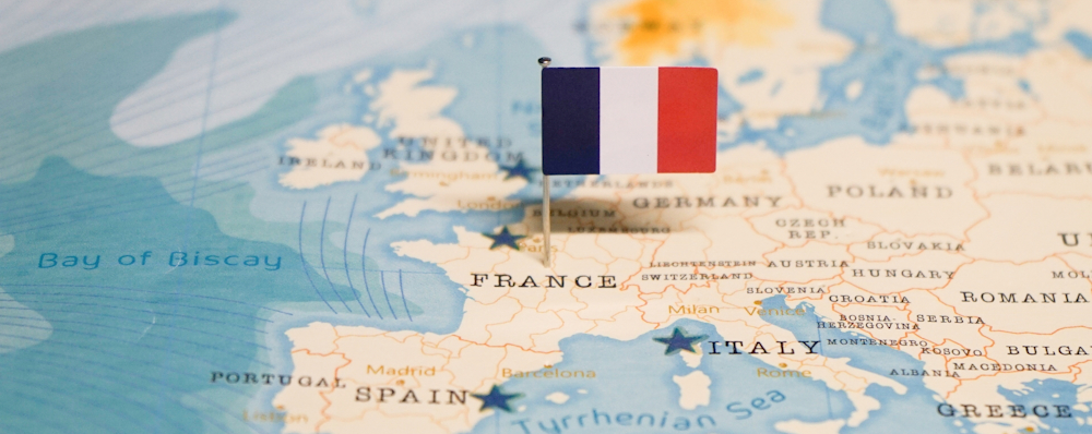 map of France with French flag