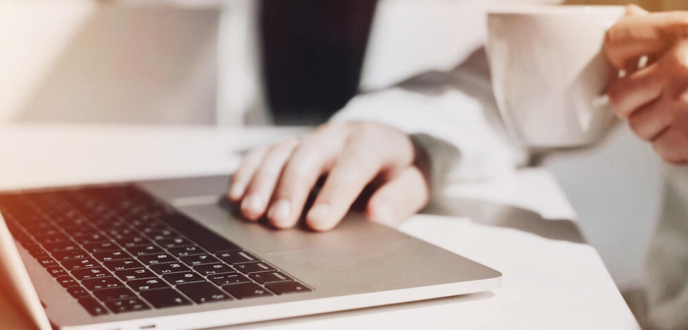 using a laptop